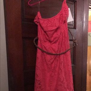 Pink lace high low dress